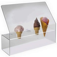 Custom acrylic insert panel protective barrier, clear sneeze guard for food protection with slanted shelf